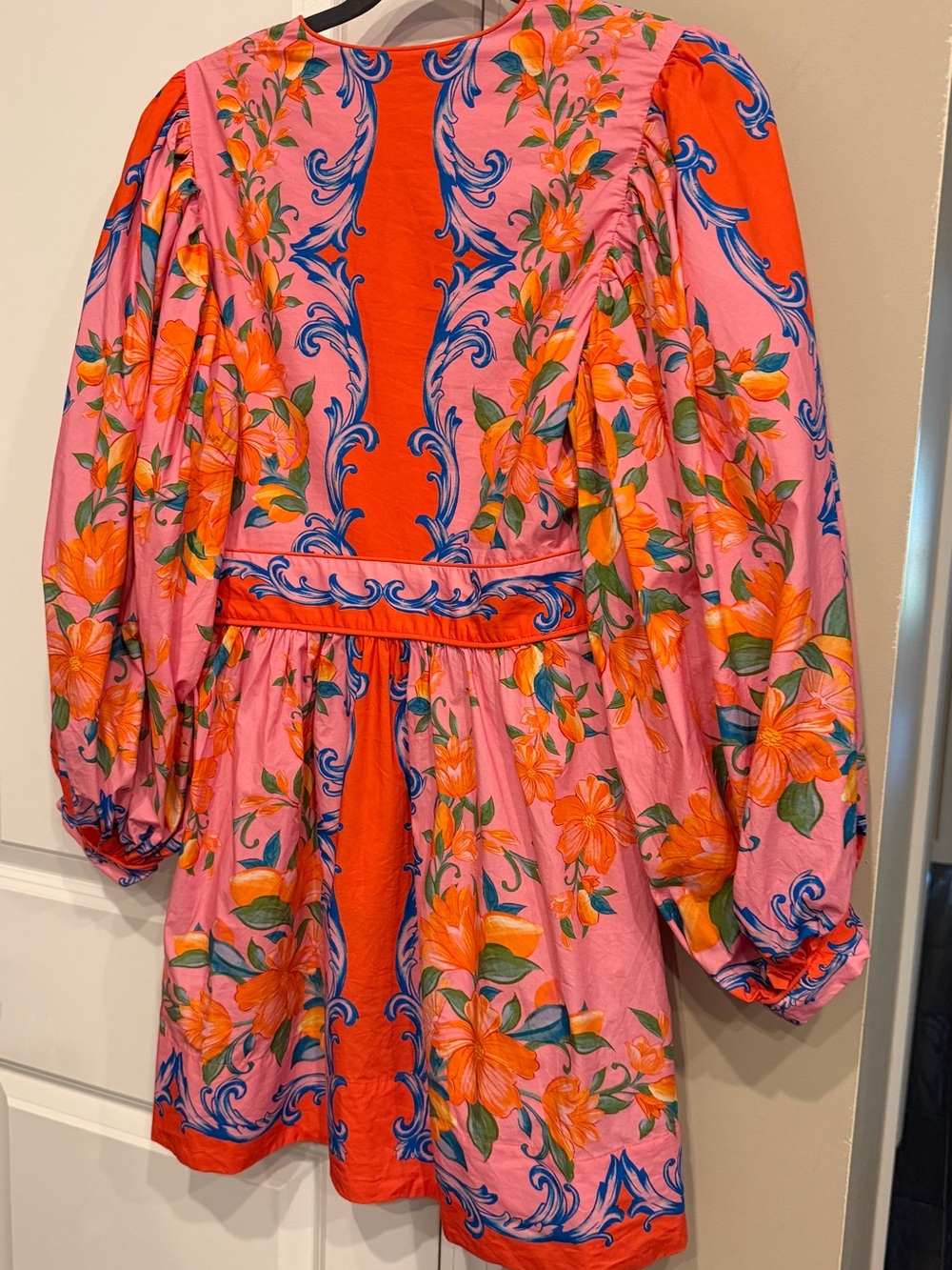 Farm Rio 🍊Vibrant Pink & Orange Floral Mini Dress Size SMALL EUC - Picture 7 of 11